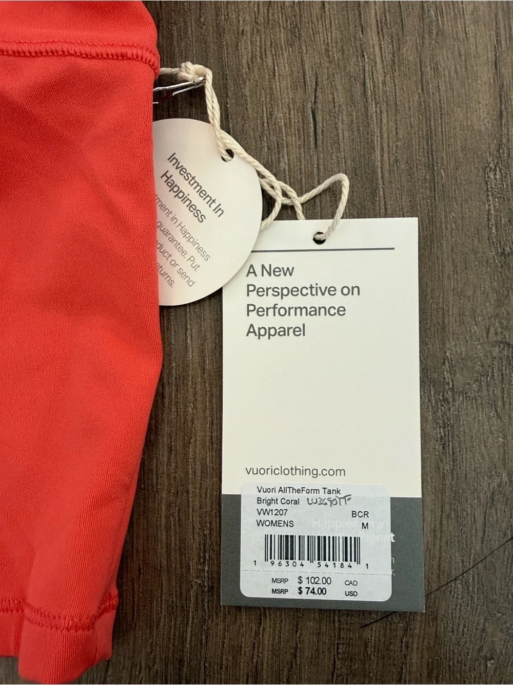 VUORI AllTheForm Bright Coral Matching Set Size Medium NWT Tank + Shorts $138